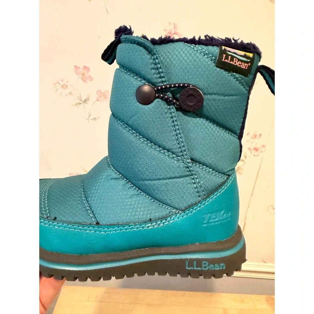 LL Bean Kids Ultralight Waterproof Boots Teal Blue Primaloft Snow Boots Size 10